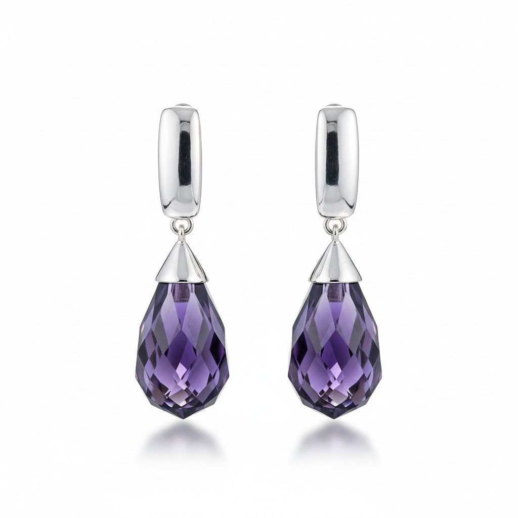 Pendientes en plata con circonitas y piedras en color.