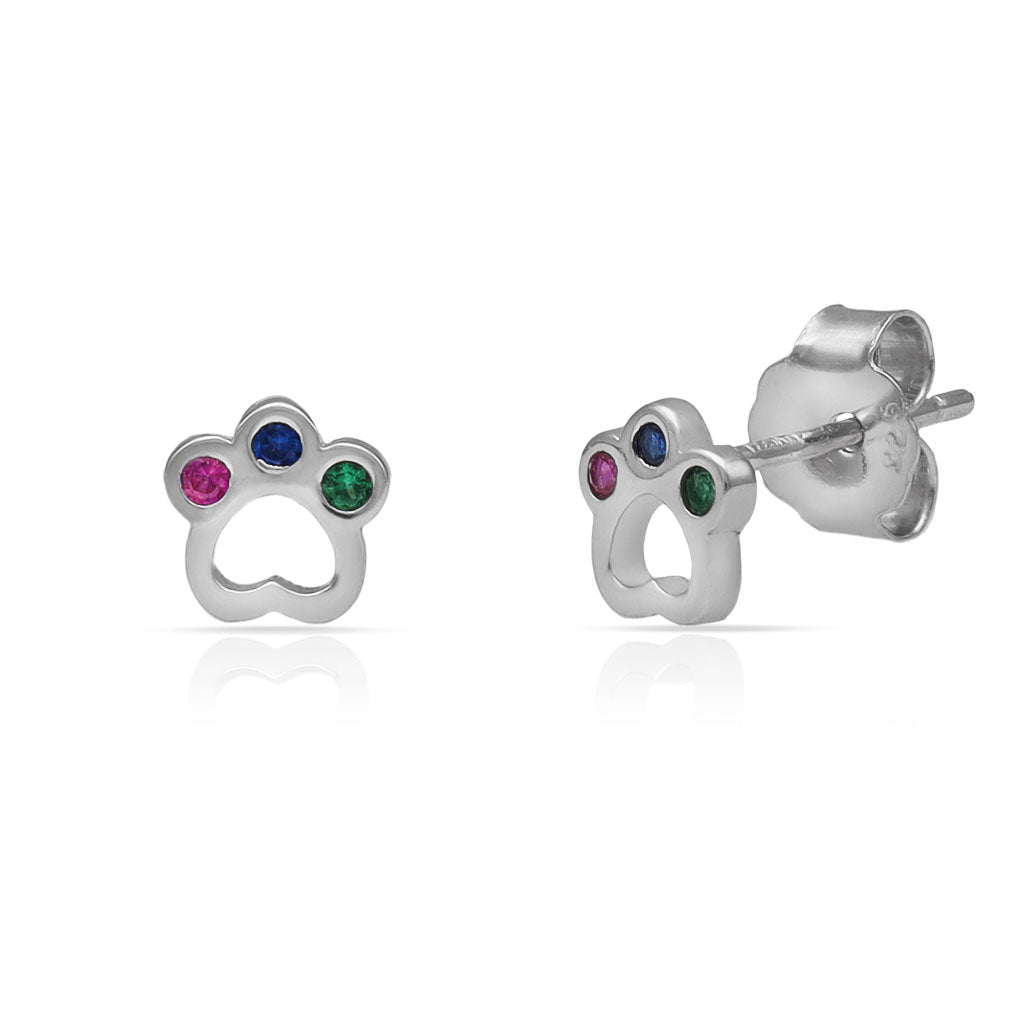 Pendientes Plata 925 Huella Perro 6mm
