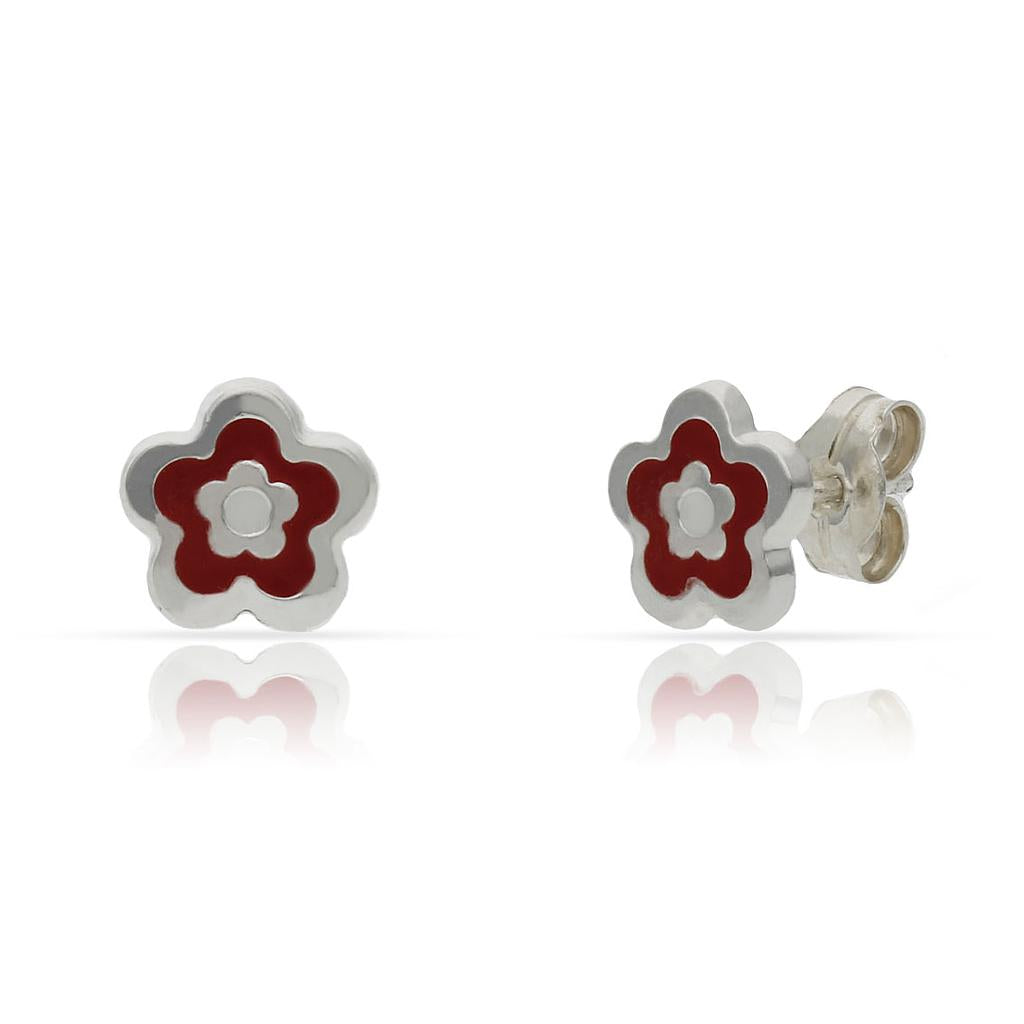 Pendientes Plata 925 Flor Esmaltada 7,50mm
