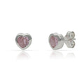 Pendientes Plata 925 Corazón Piedra Rosa 6mm