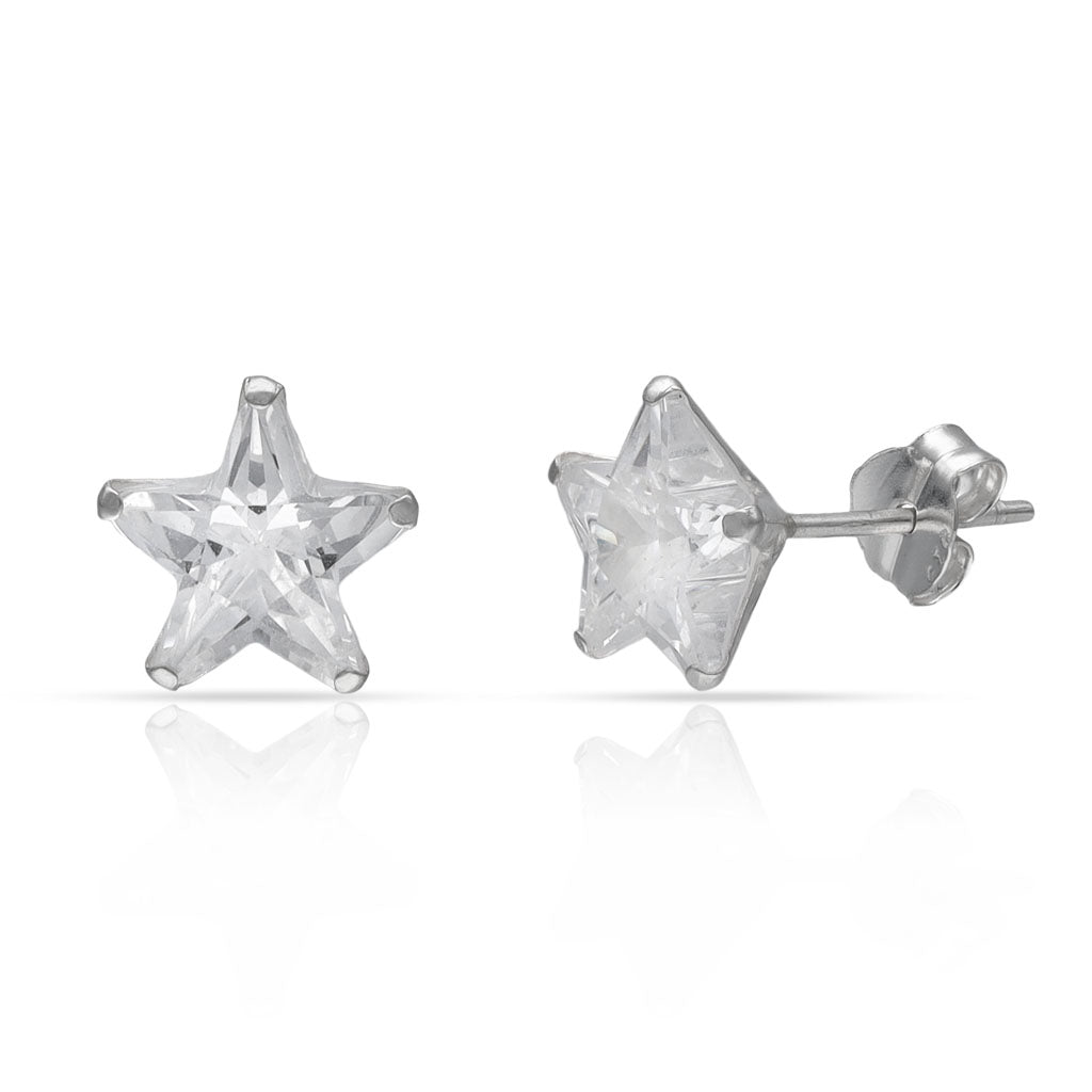 Pendientes Plata 925 Estrellas Circonitas 8mm
