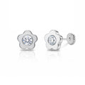 Pendientes Plata 925 Flor Circonitas 6mm