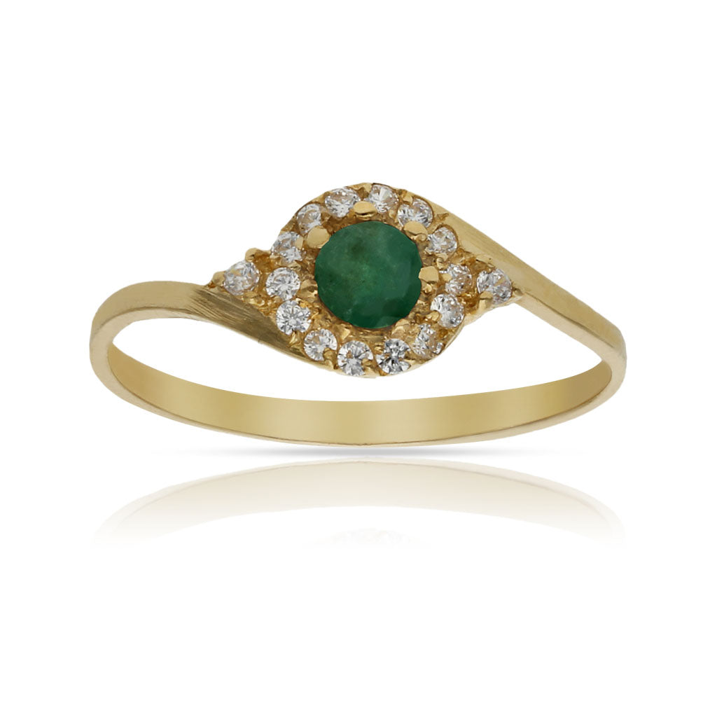 Sortija Oro 18Kl Esmeralda Fina y Circonitas