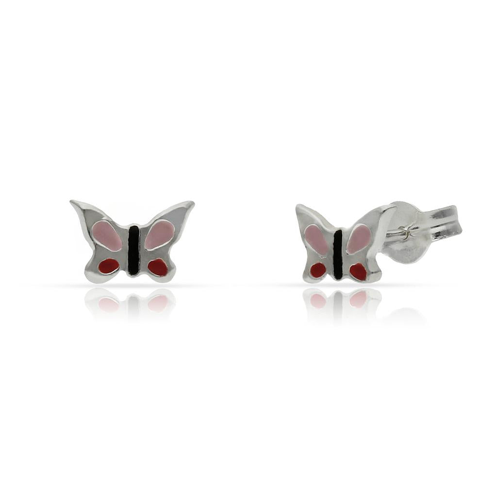 Pendientes Plata 925 Mariposa Esmaltada 7x7mm