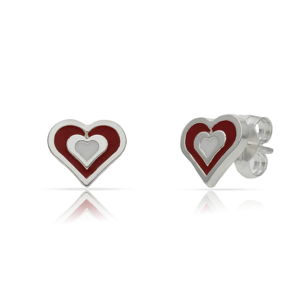 Pendientes Plata 925 Corazones Esmaltados 7x8mm