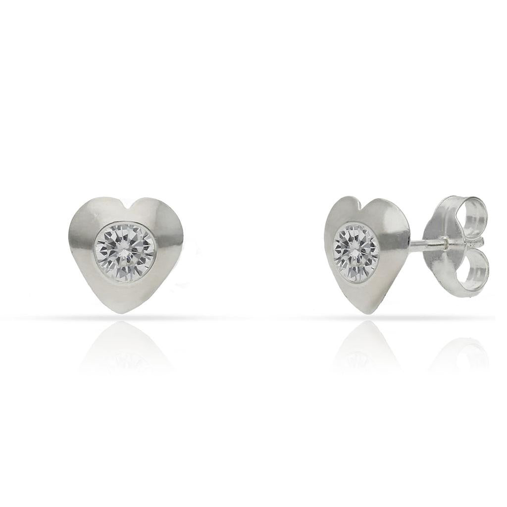 Pendientes Plata 925 Corazones Circonitas 7x7mm
