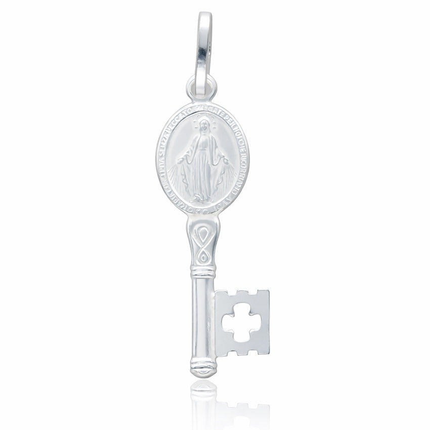 Colgante Llave Virgen Milagrosa Grande Plata 8x26mm