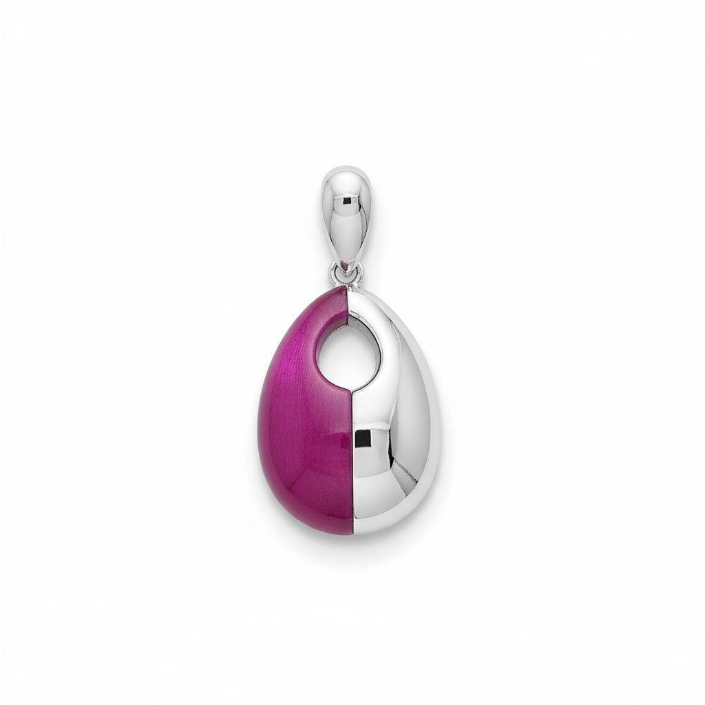 Colgante Plata 925 Ojo de Gato Fucsia