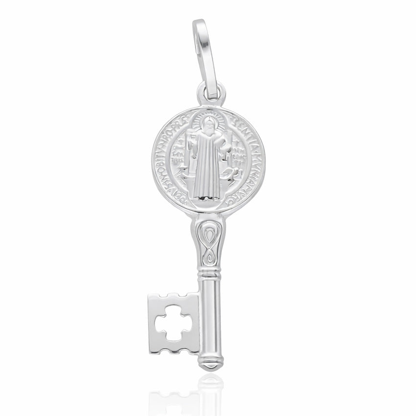 Colgante Llave San Benito Grande Plata 925 10x26mm