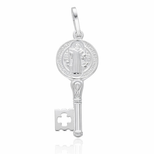 Colgante Llave San Benito Grande Plata 925 10x26mm