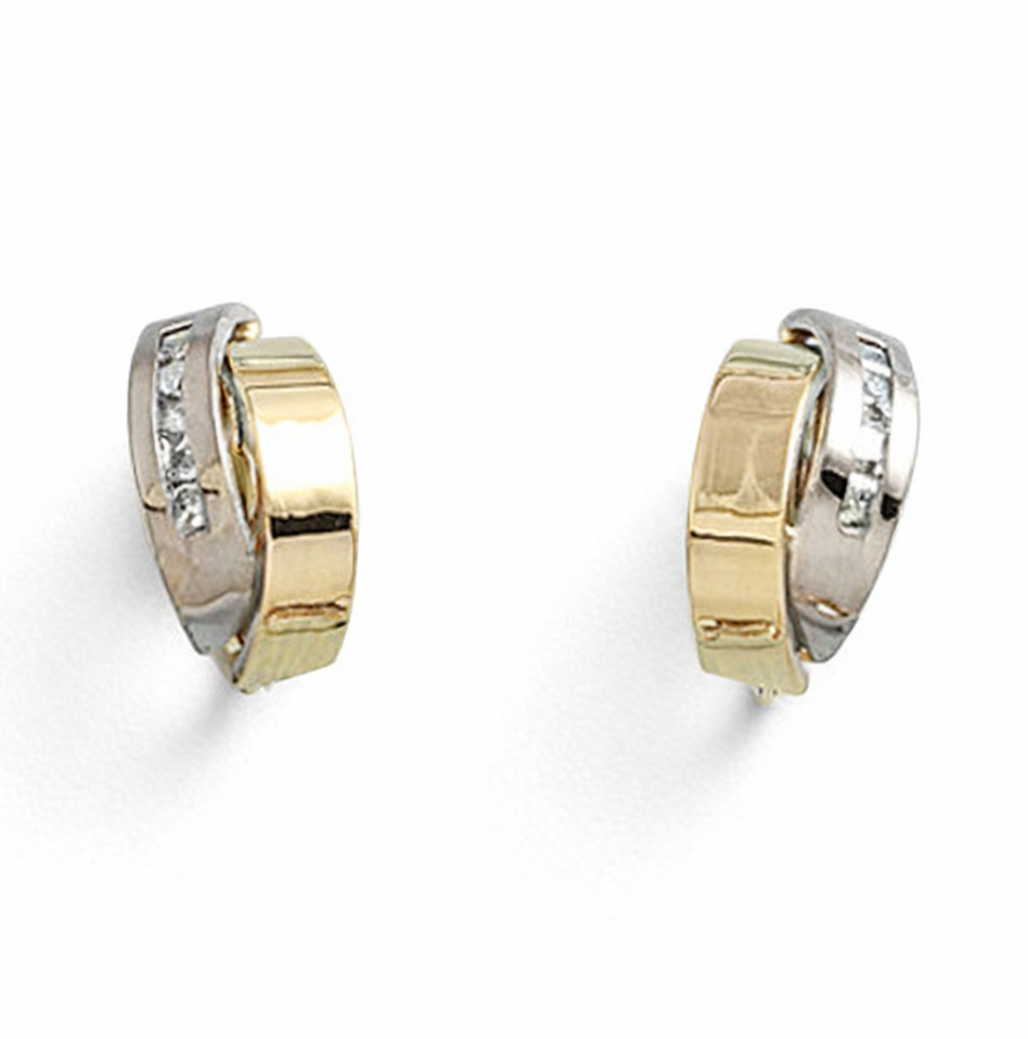 Pendientes Oro 18KL Bicolor Circonitas