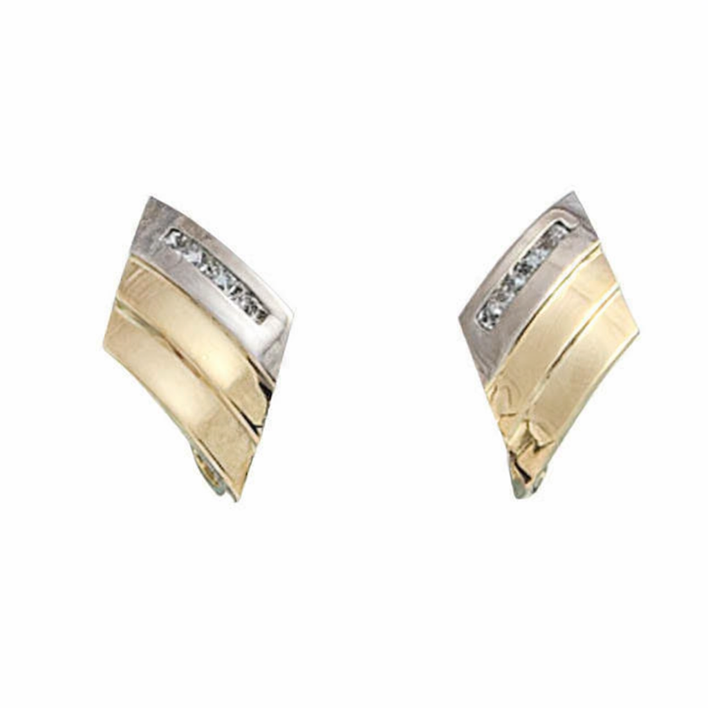 Pendientes Oro 18Kl Bicolor Circonitas 9x17mm