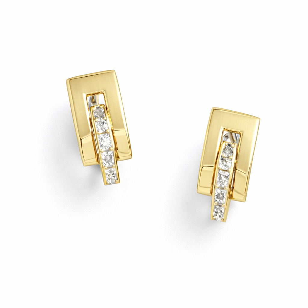 Pendientes Oro 18Kl Circonitas 7x13mm
