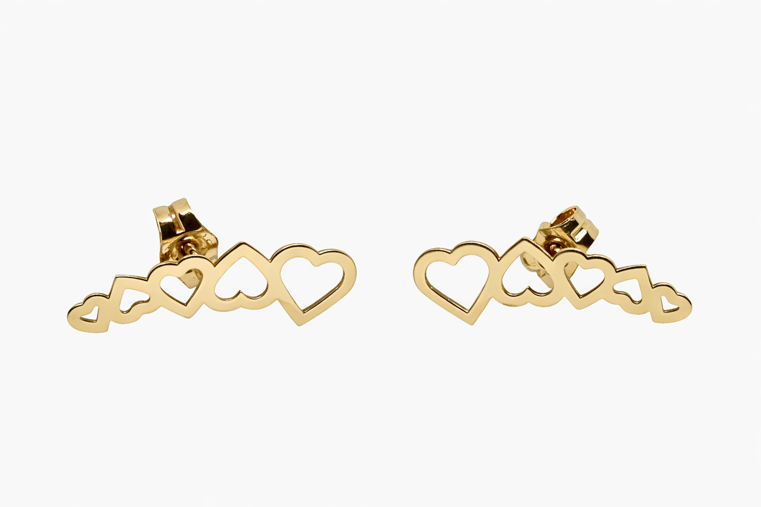 Pendientes Oro 18K Trepadores Corazones
