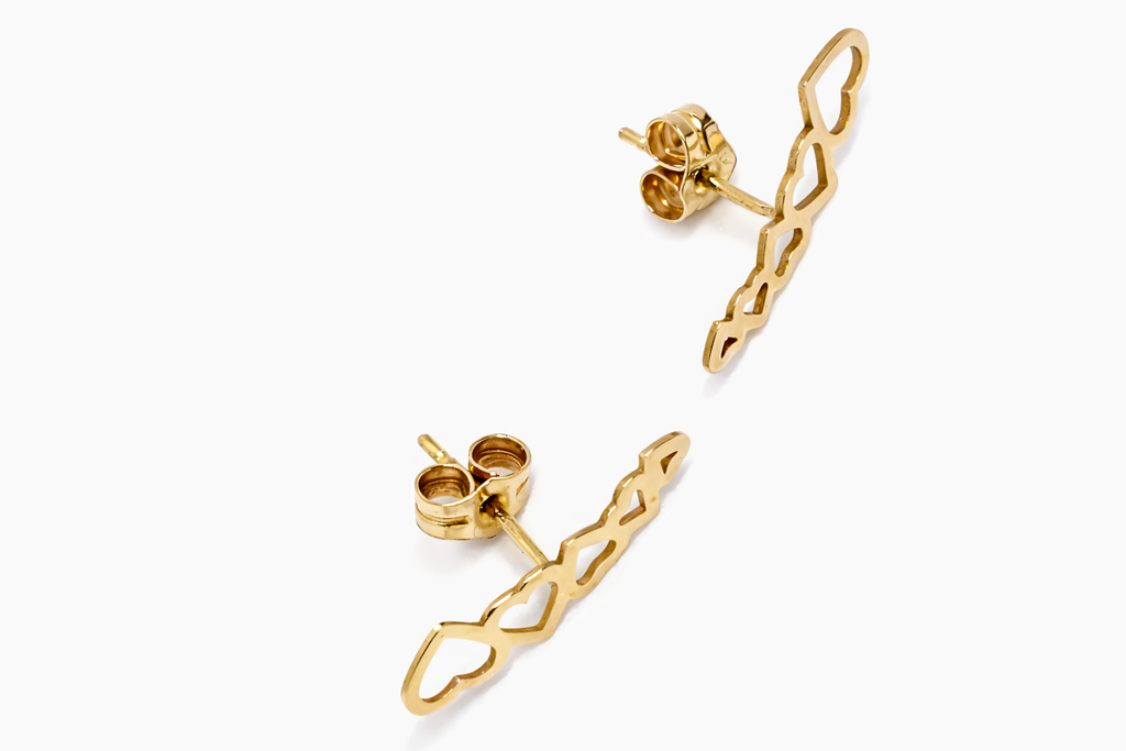 Pendientes Oro 18K Trepadores Corazones