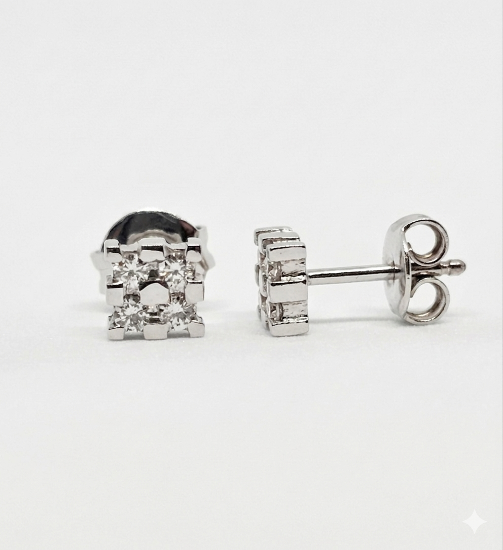 Pendientes Oro Blanco 18K Brillantes