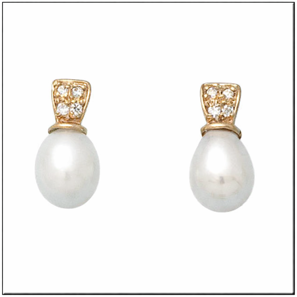 Pendientes Oro 18Kl con Perlas Cultivadas y Circonitas