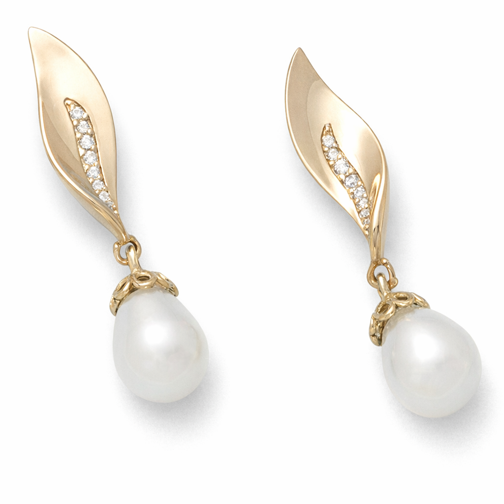 Pendientes Oro 18Kl con Perlas Cultivadas y Circonitas