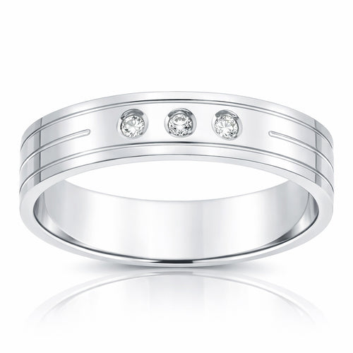 Alianza Oro Blanco 18Kl 3 Diamantes 5mm