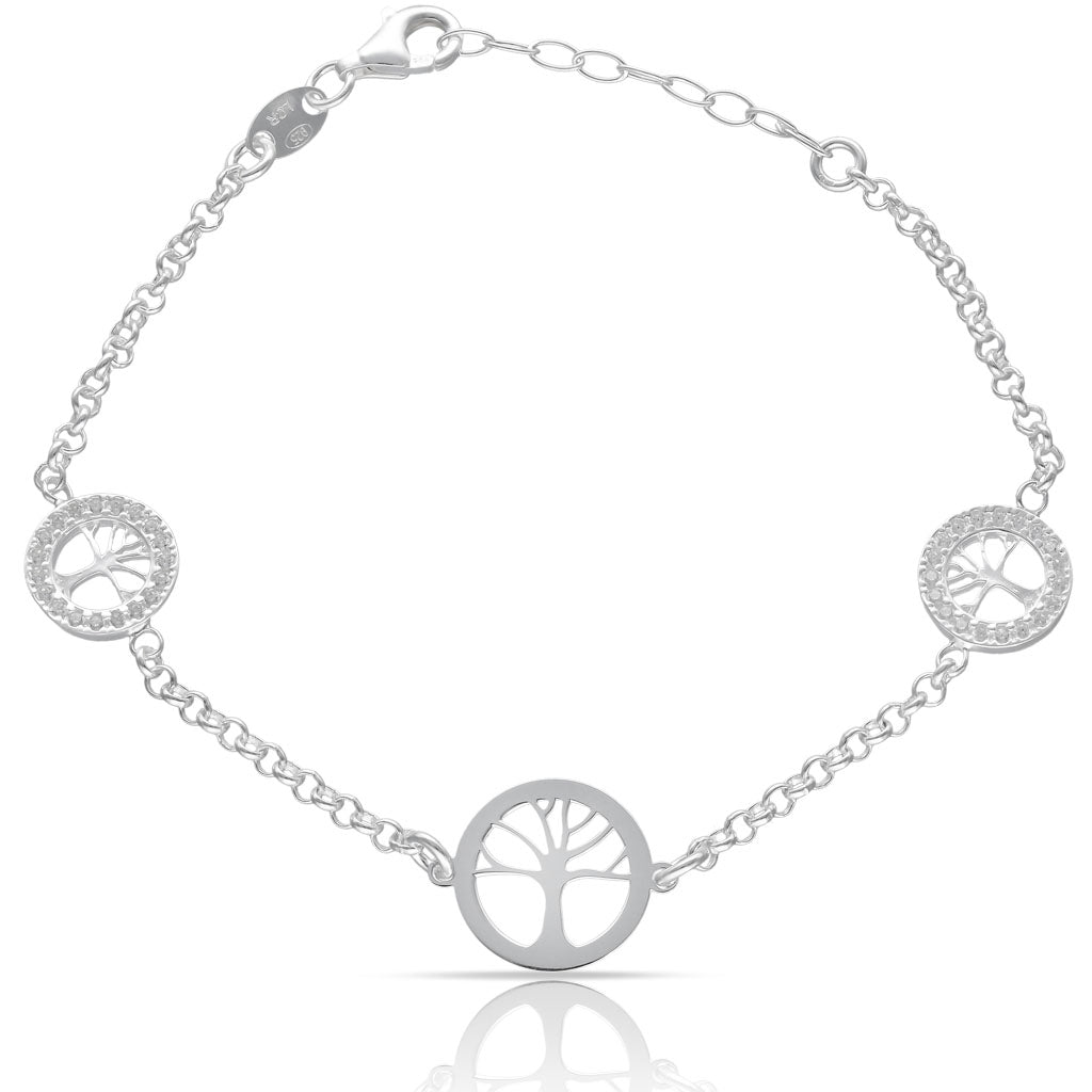Pulsera Plata 925mm Árbol de la Vida + Circonitas