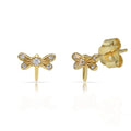 Pendientes Plata Chapada Oro Libélula Circonitas 4x7mm