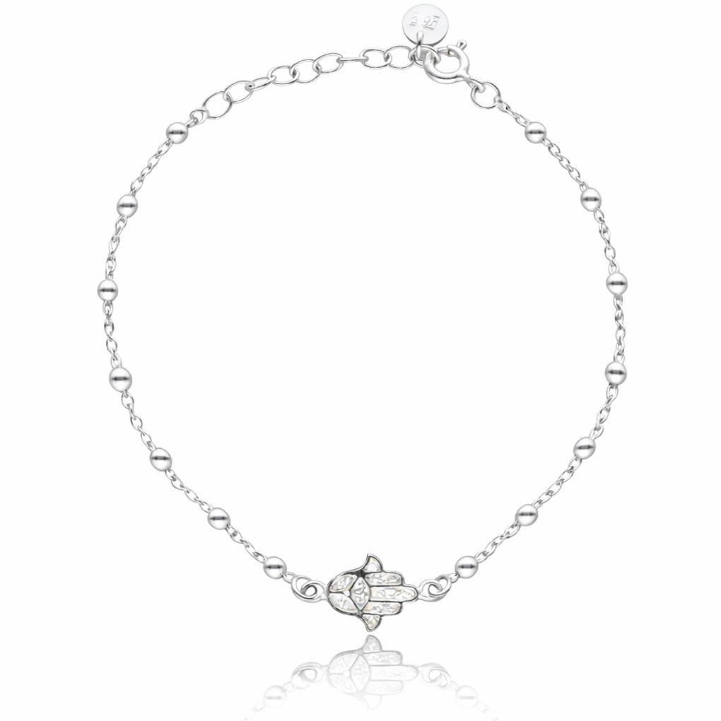 Pulsera Plata 925mm Mano de Fátima + Bolas