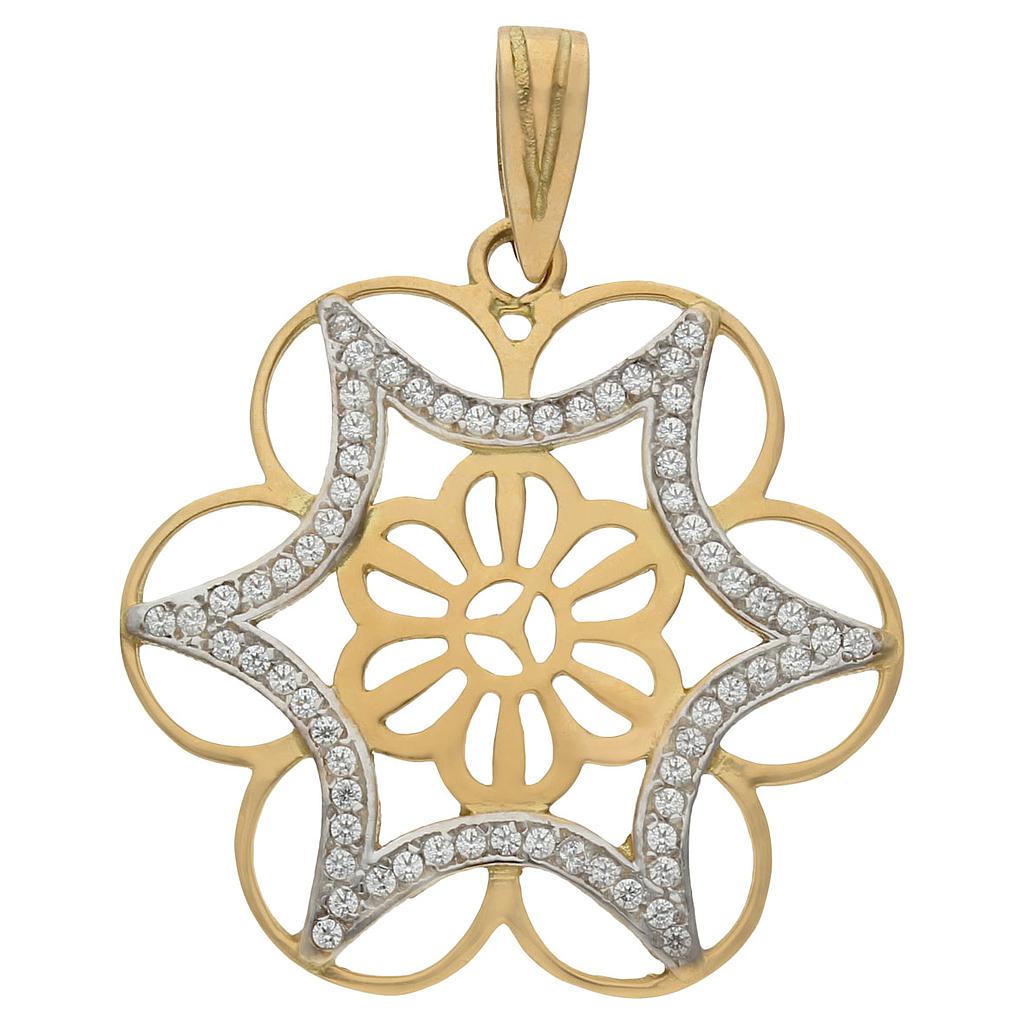 Colgante Oro 18KL Flor Circonitas