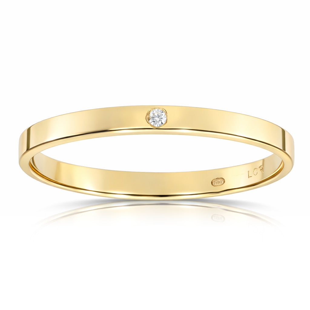 Alianza Oro 18Kl Lisa con Circonita 2mm