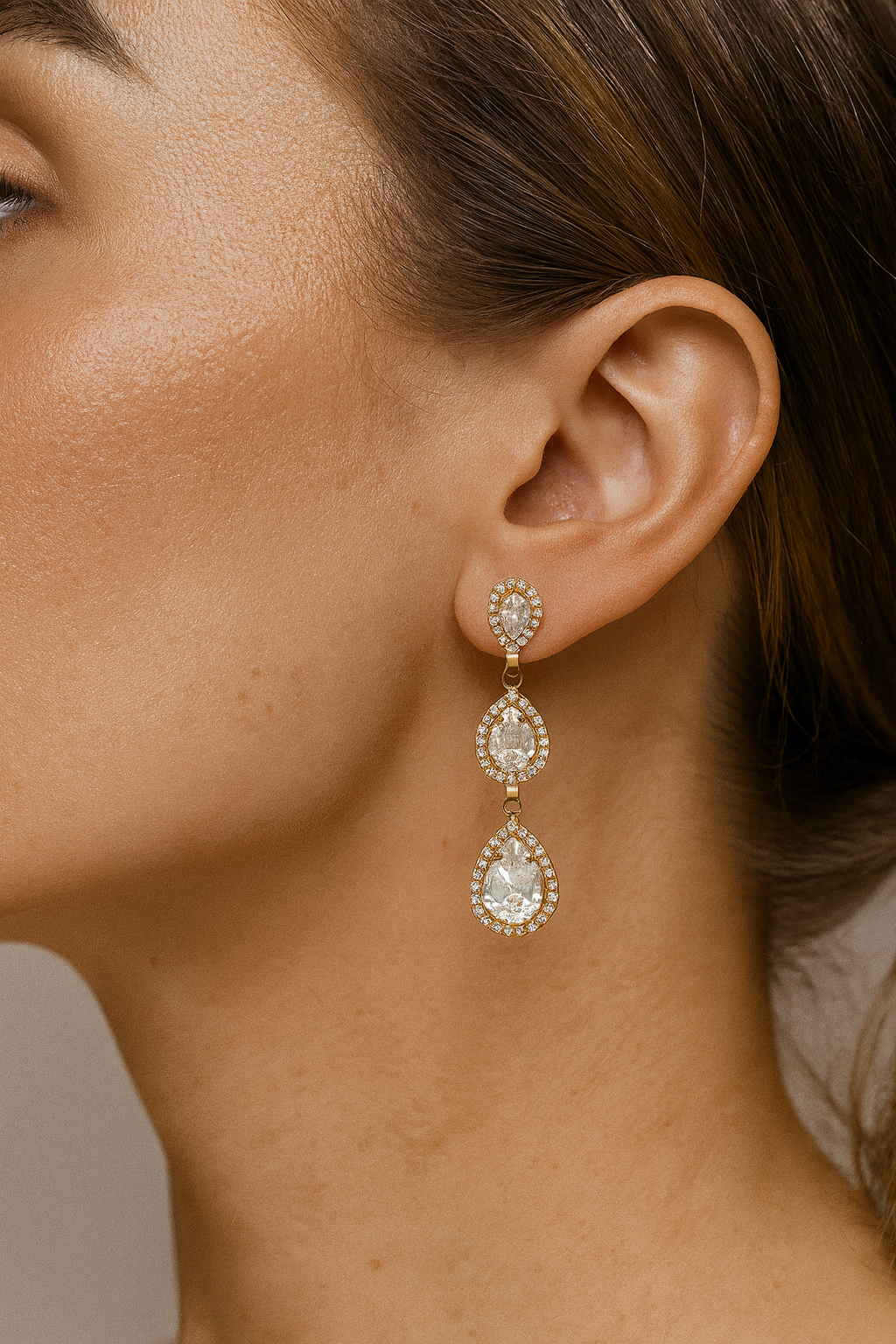 Pendientes Oro 18Kl Circonitas 9x39mm