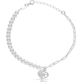Pulsera Plata 925mm Corazón + Perlas