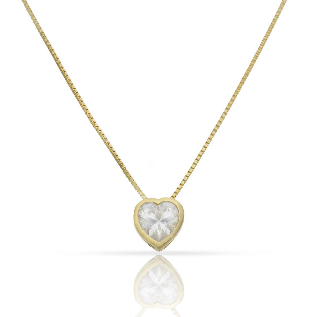 Gargantilla Plata Chapada Oro Corazón Circonita