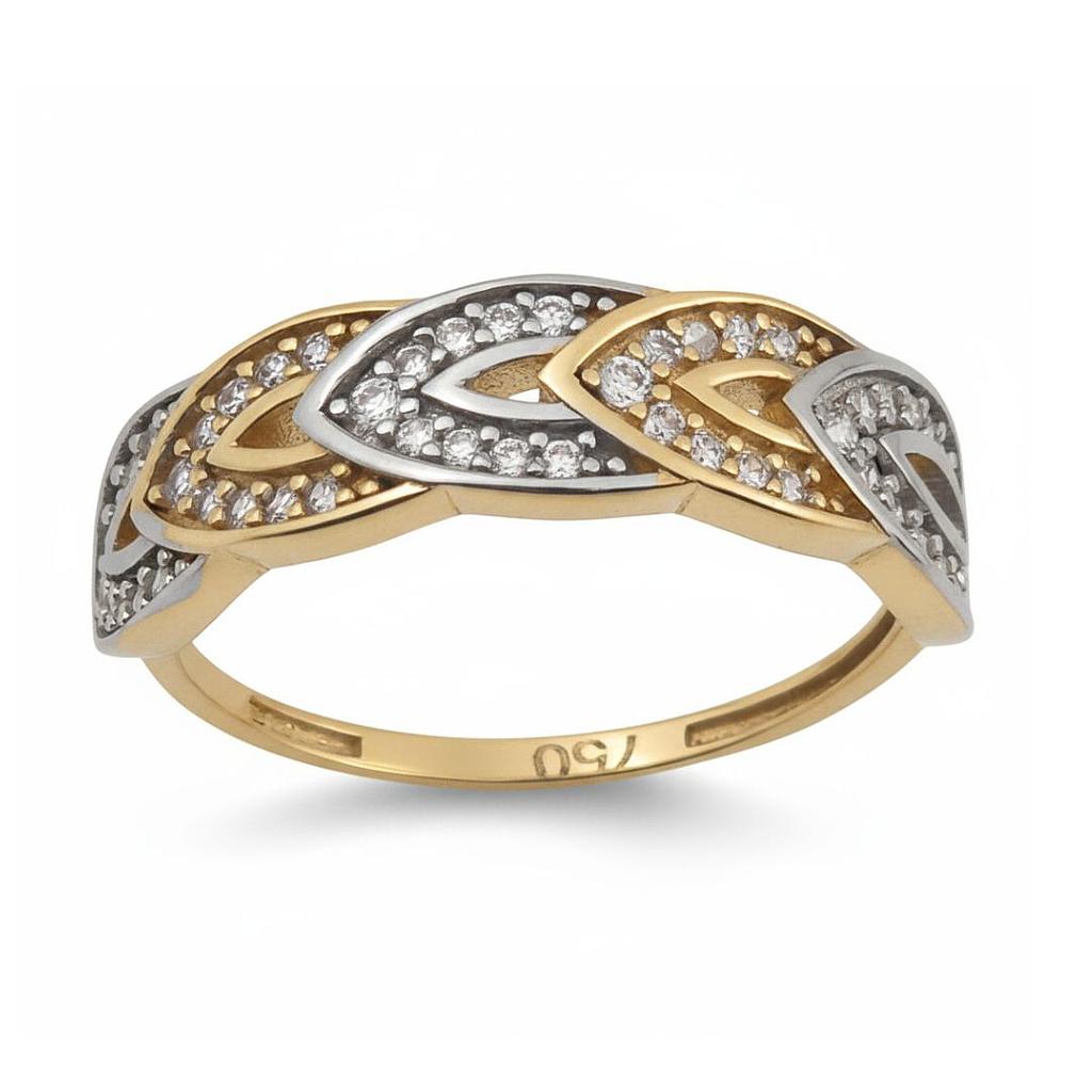 Sortija Oro 18K Bicolor Circonitas