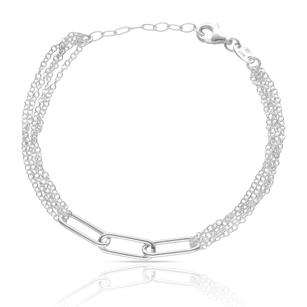 Pulsera Plata 925mm Árbol Eslabones + Cadenas