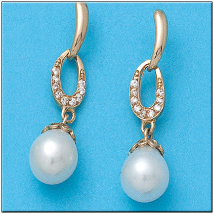 Pendientes Oro 18Kl con Perlas Cultivadas y Circonitas