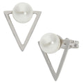 Pendientes Triangular Oro Blanco 18Kl con Perlas