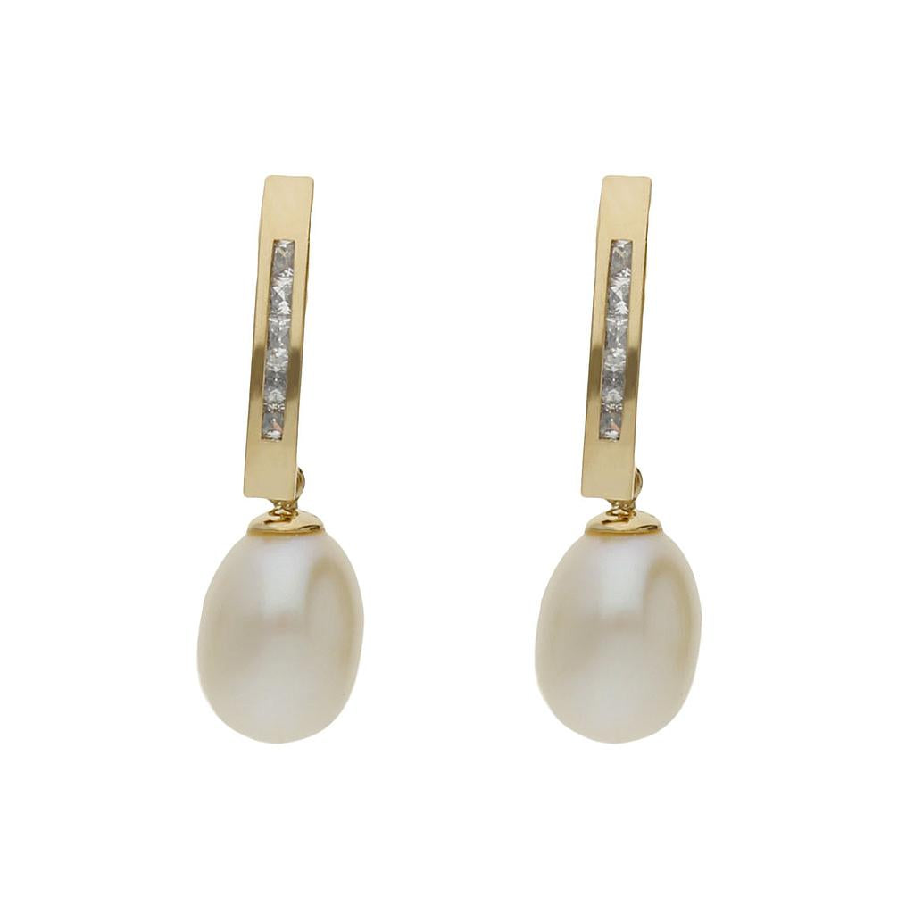 Pendientes Oro 18Kl con Perlas Cultivadas y Circonitas