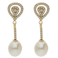 Pendientes Oro 18Kl con Perlas Cultivadas y Circonitas