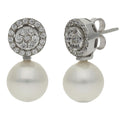Pendientes 3 en 1 Oro Blanco 18Kl con Perlas Cultivadas