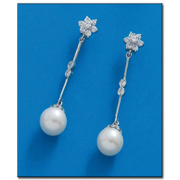 Pendientes Oro Blanco 18Kl con Perlas Cultivadas