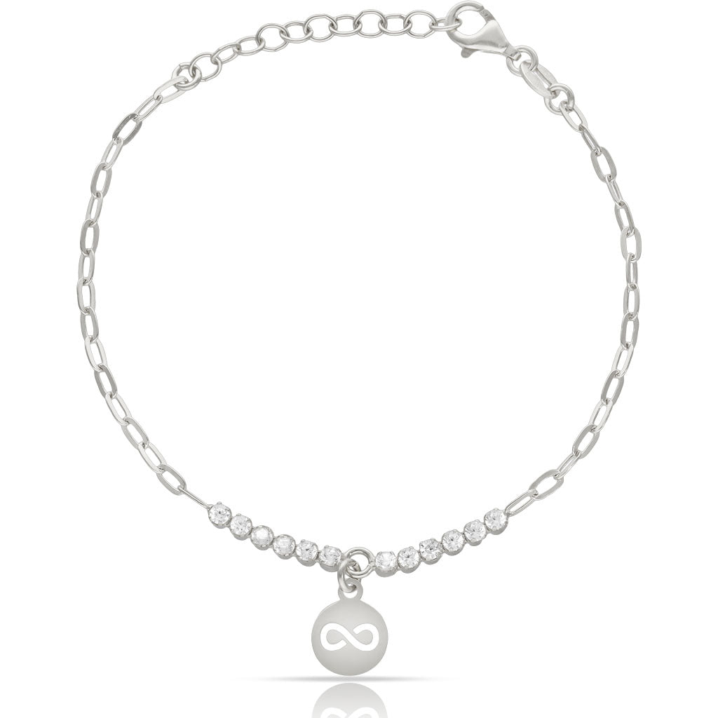 Pulsera Plata 925mm Infinito + Circonitas