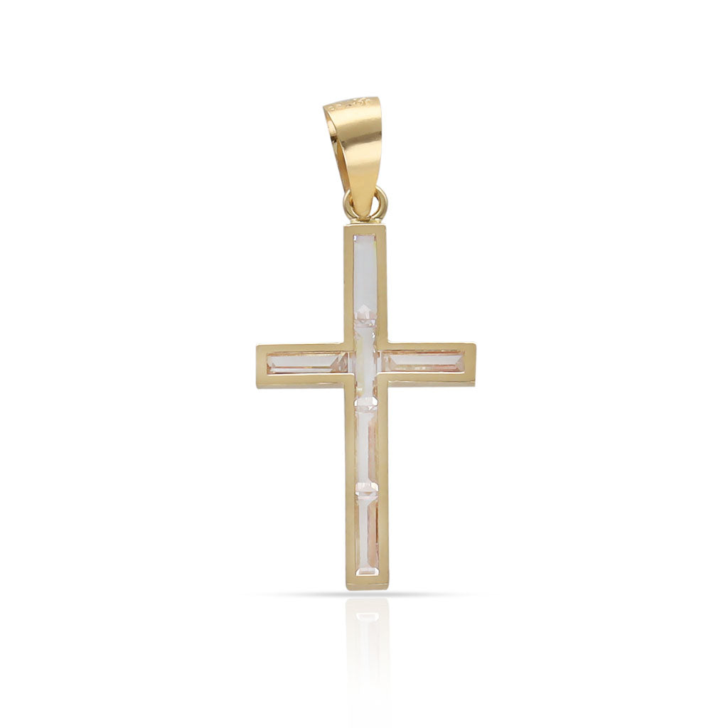 Cruz Oro 18KL con Circonitas - 10x17mm