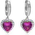 Pendientes Plata 925 Corazón Piedra Roja