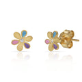 Pendientes Plata Chapada Oro Flor Esmaltada 7mm