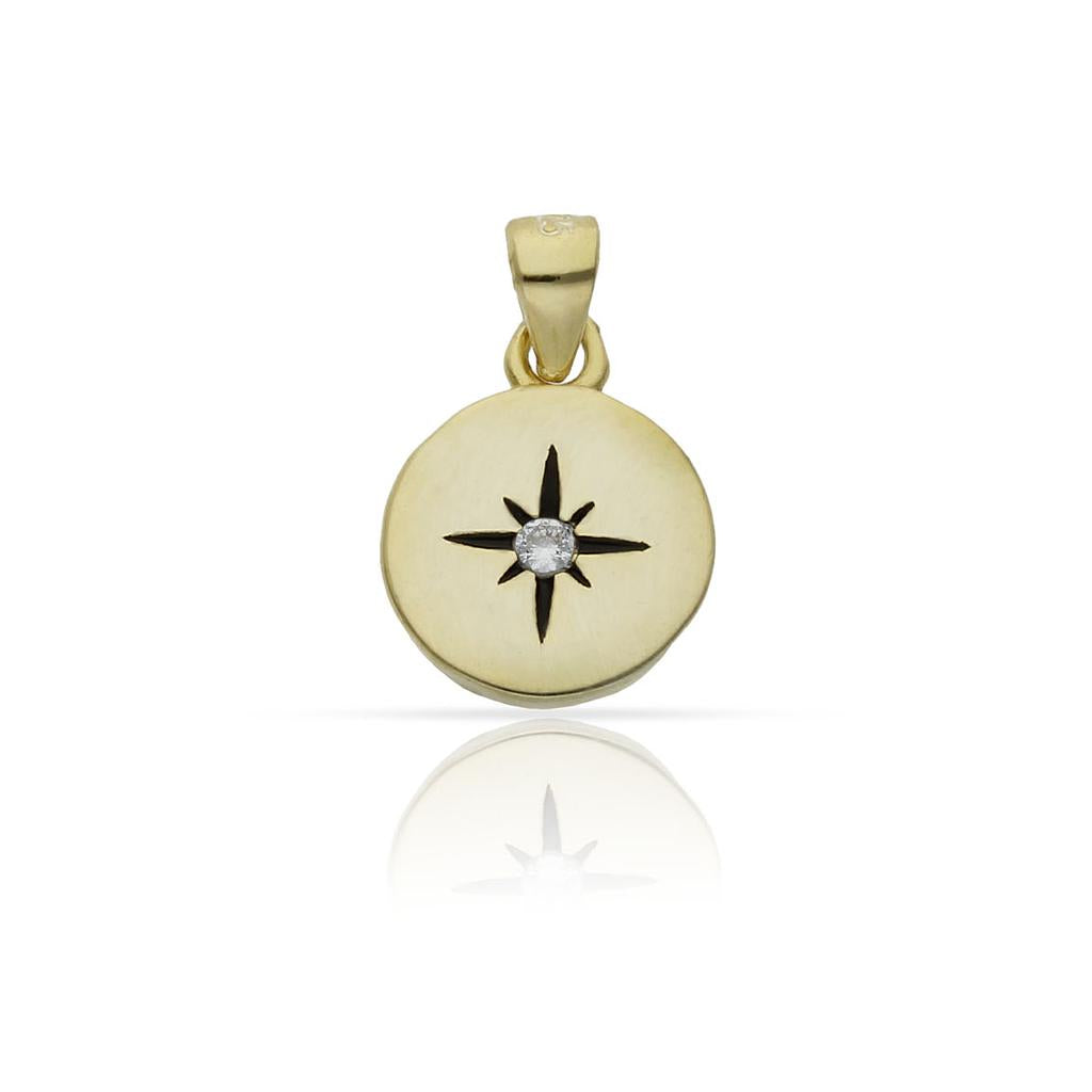 Colgante Plata Chapada en Oro Rosa de los Vientos 10mm