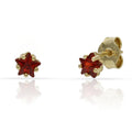 Pendientes Plata Chapada Oro Piedra Estrella Roja 5mm