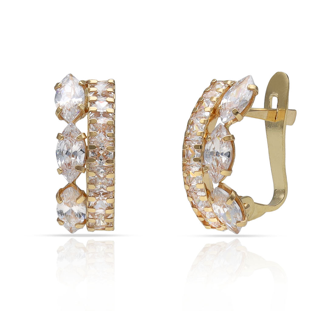 Pendientes Oro 18Kl Barra + Circonitas