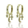 Aros Plata Chapada Oro Estrella Luna Cruz 5mm