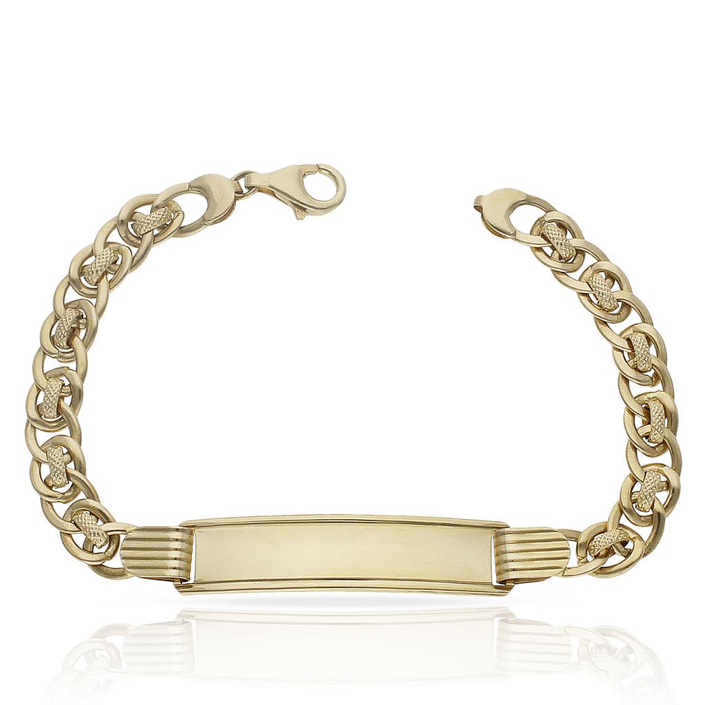 Pulsera Oro 18KL Caballero Placa