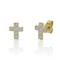 Pendientes Plata Chapada Oro Cruz con Circonitas 6.50x8mm