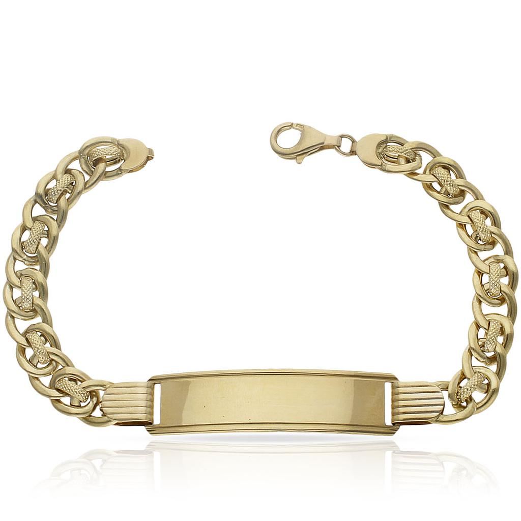 Pulsera Oro 18KL Caballero Placa
